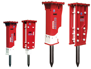 Various sizes of hydraulic breakers/hammers suitable for use with Yanmar ViO series mini excavator.