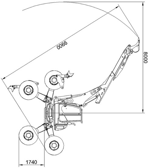 R65 Big Foot Forester I Euromach Spider Excavator Dimensions Side View