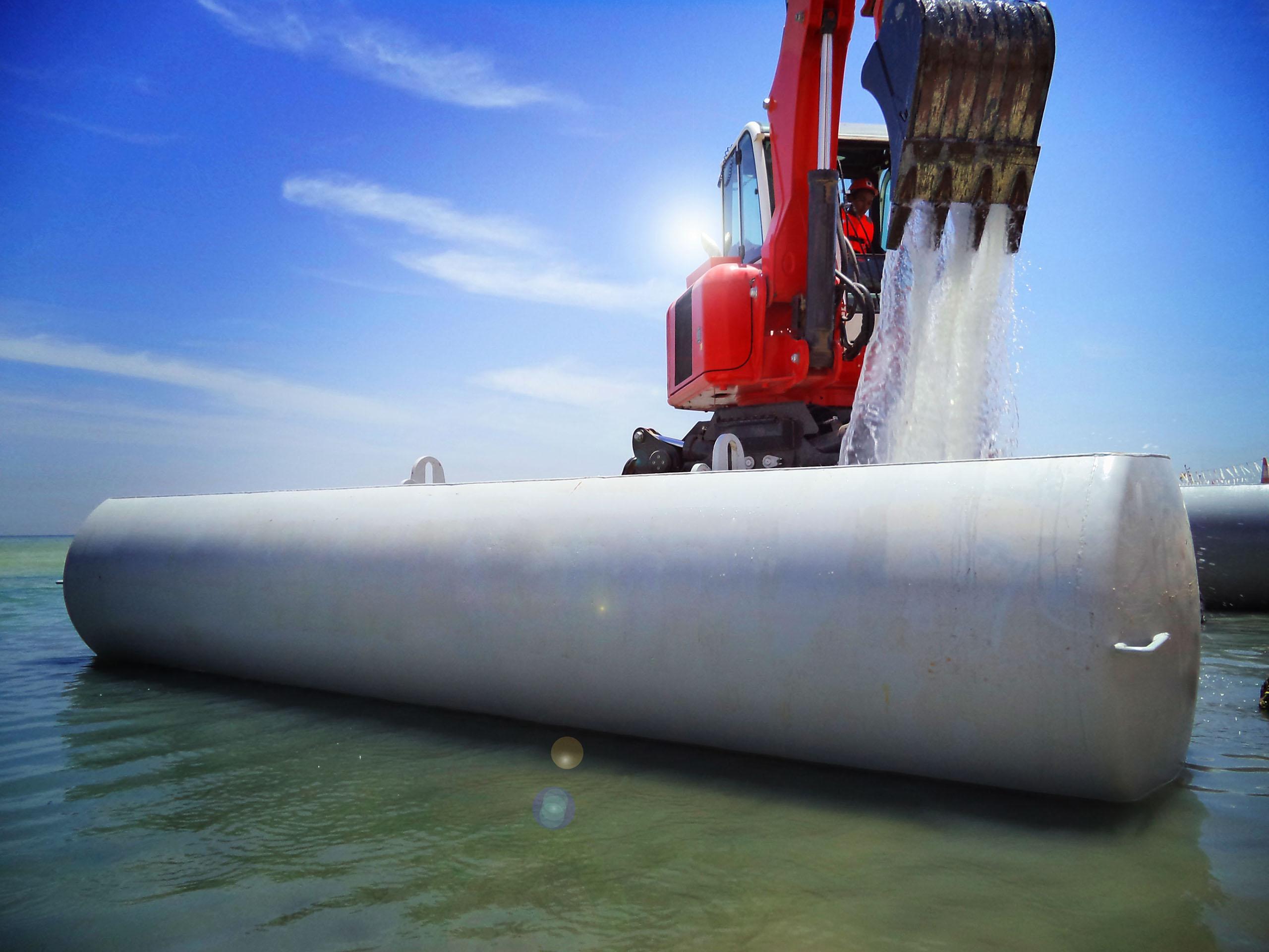 Thainex Aqua Spider, amphibious excavator, swimming, floating, pontooned, spider excavator, Aqua Legs, underwater support